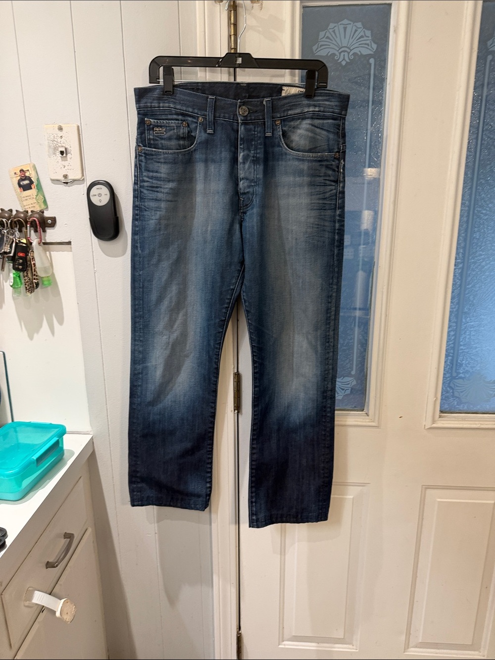 G-Star Men's Faded Blue Straight Jeans